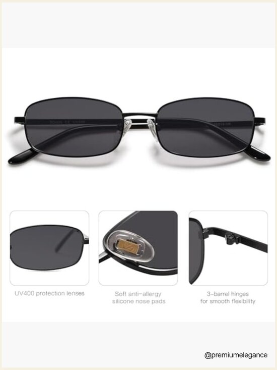 Retro Rectangle Sunglasses Narrow Thin Skinny Y2k Chic Unisex UV400